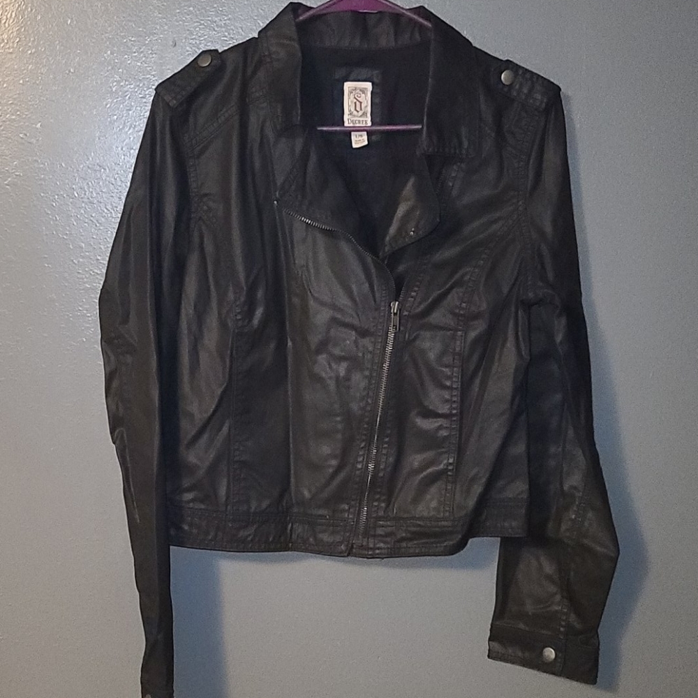 Women’s Black Faux Leather Moto Jacket - Unbranded